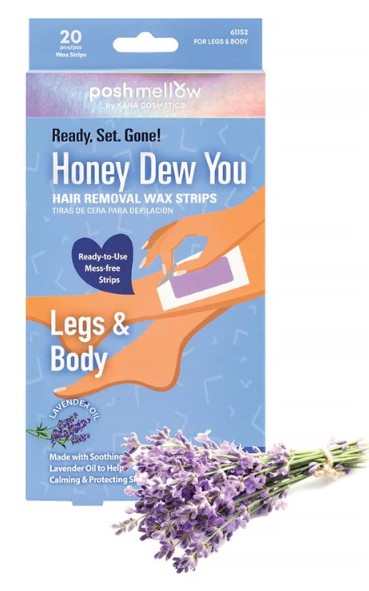 Poshmellow Honey Dew You Hair Removal Wax Strips Legs and Body Lavender Oil 20 Count - ANNS BEAUTY SUPPLY
